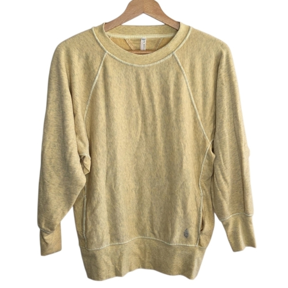 FP Movement | Heathered Butter Yellow Sweatshirt with Pockets Size XS
